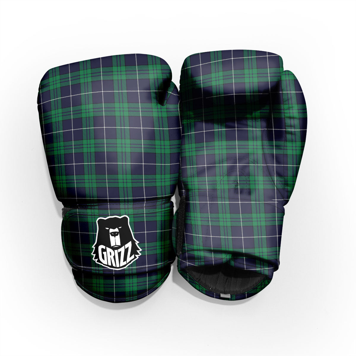 Blue Green And White Tartan Print Pro Boxing Glove