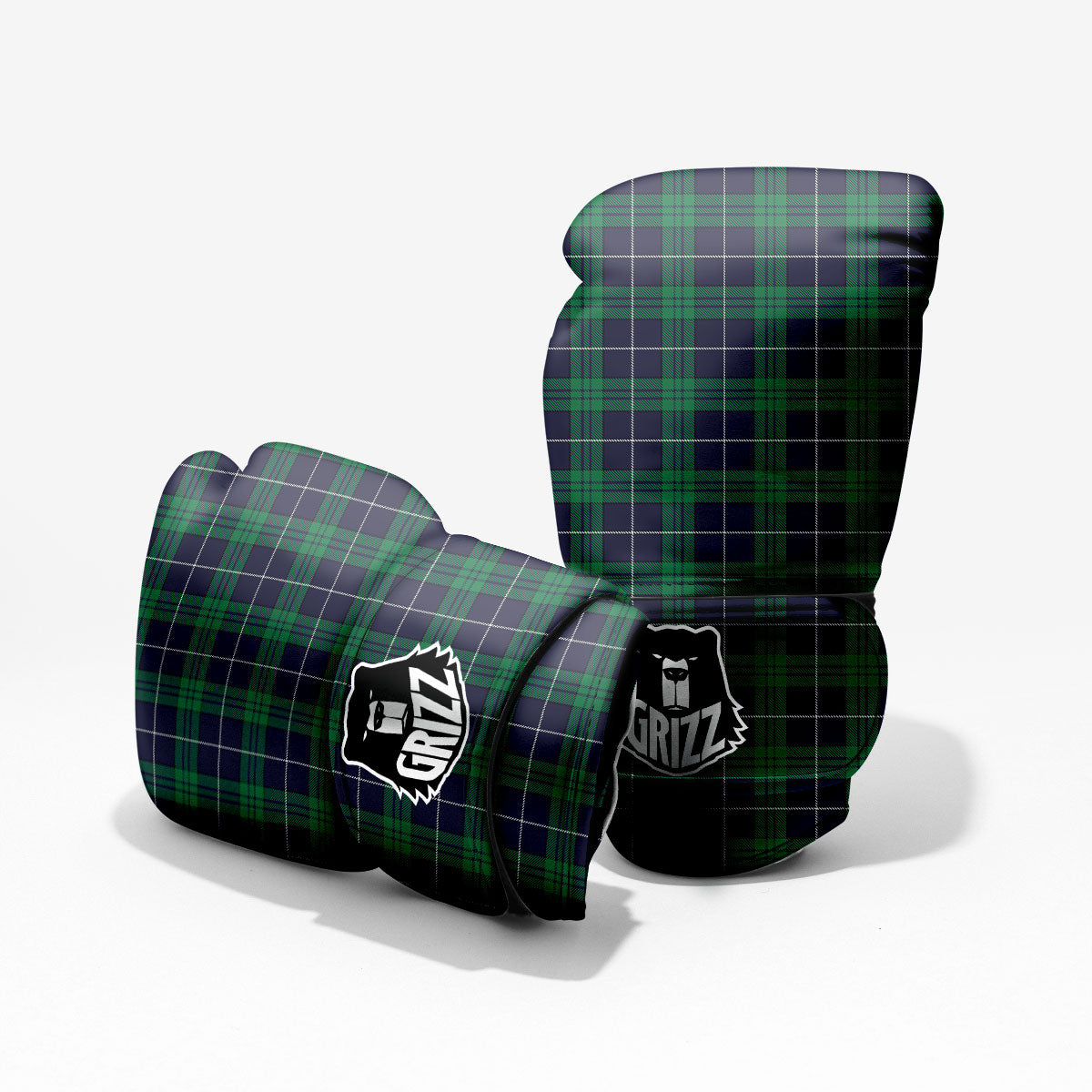 Blue Green And White Tartan Print Pro Boxing Glove