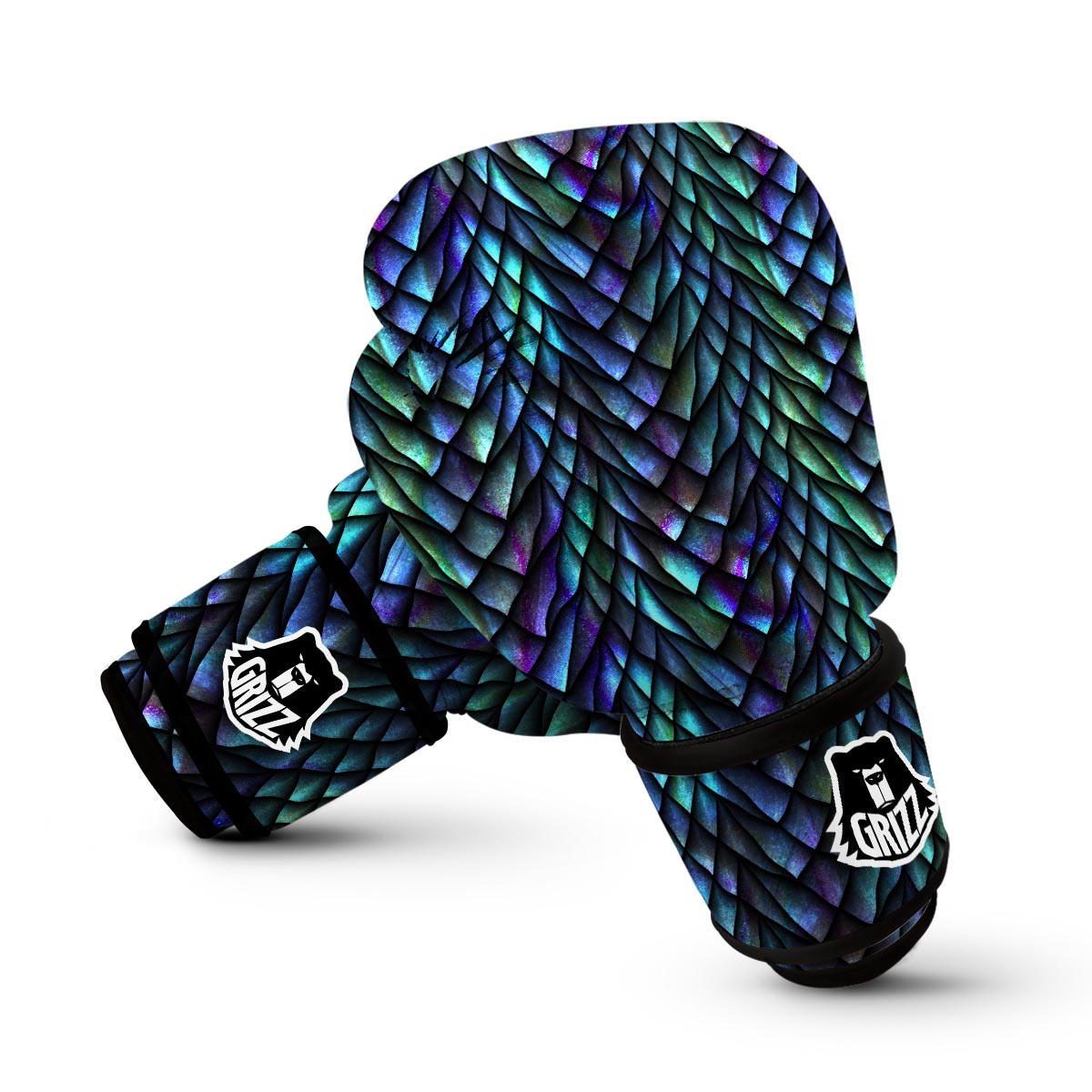 Blue Green Egg Skin Dragon Pattern Print Boxing Gloves-grizzshop