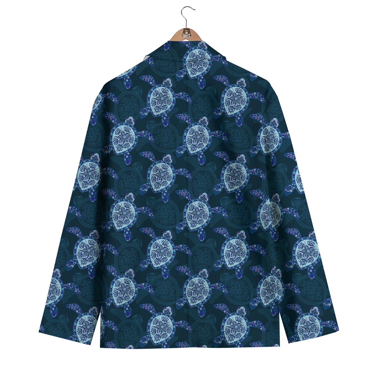 Blue Hawaiian Sea Turtle Pattern Print Men's Blazer-grizzshop