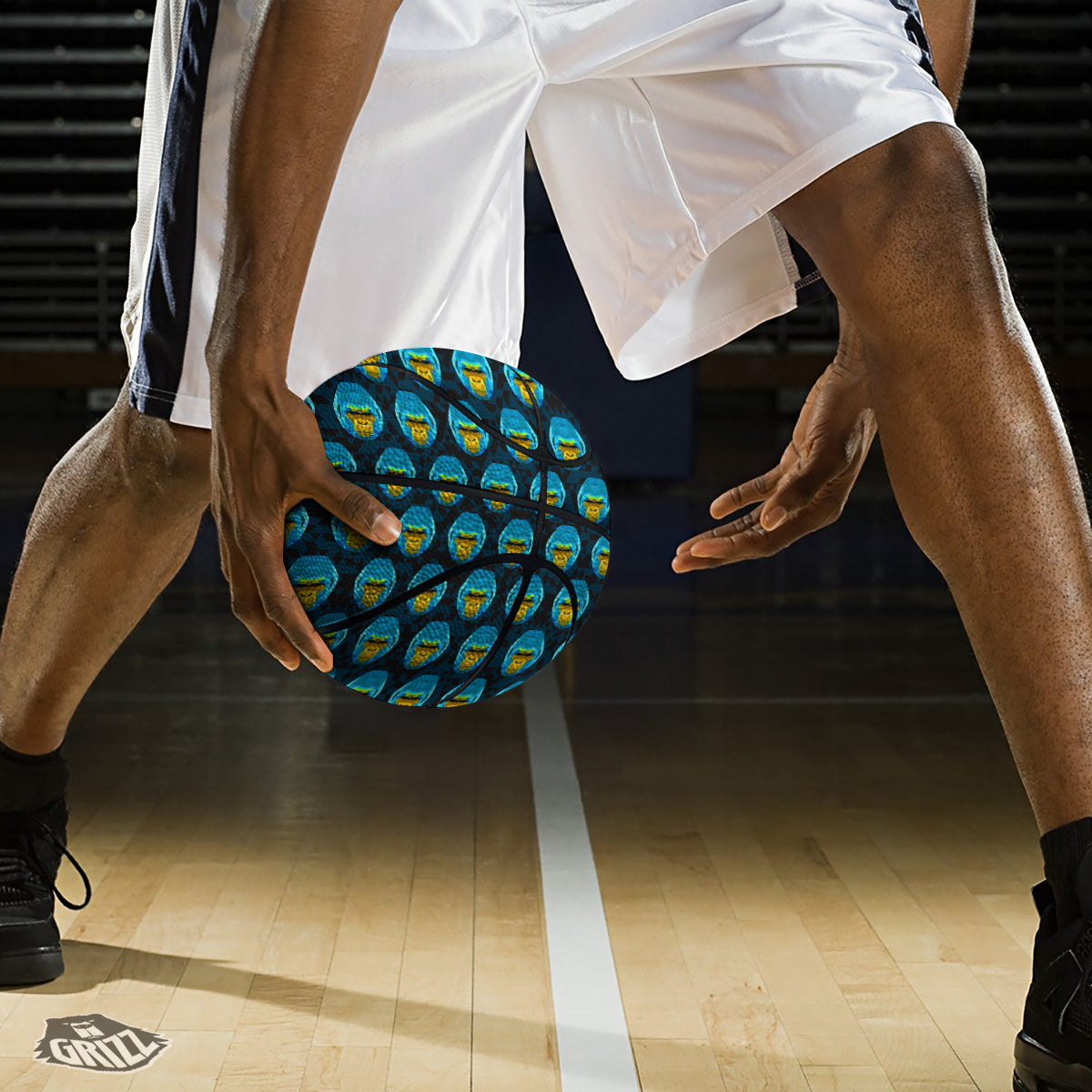 Blue Head Gorilla Geometric Triangle Print Pattern Basketball-grizzshop