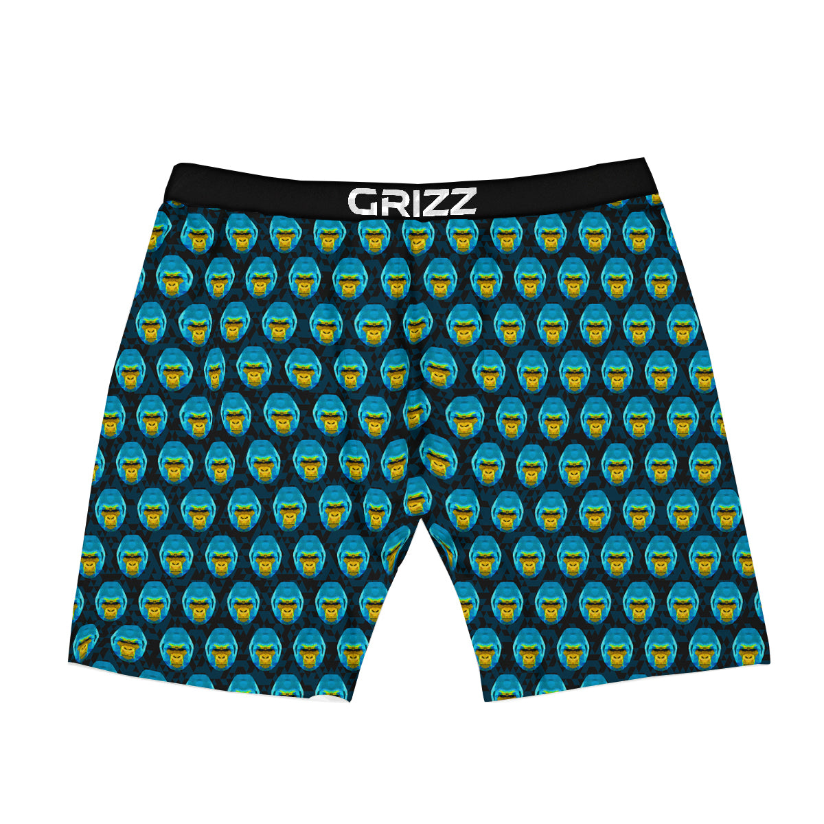 Blue Head Gorilla Geometric Triangle Print Pattern Boxer Briefs-grizzshop