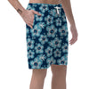 Blue Hibiscus Hawaiian Print Men's Shorts-grizzshop