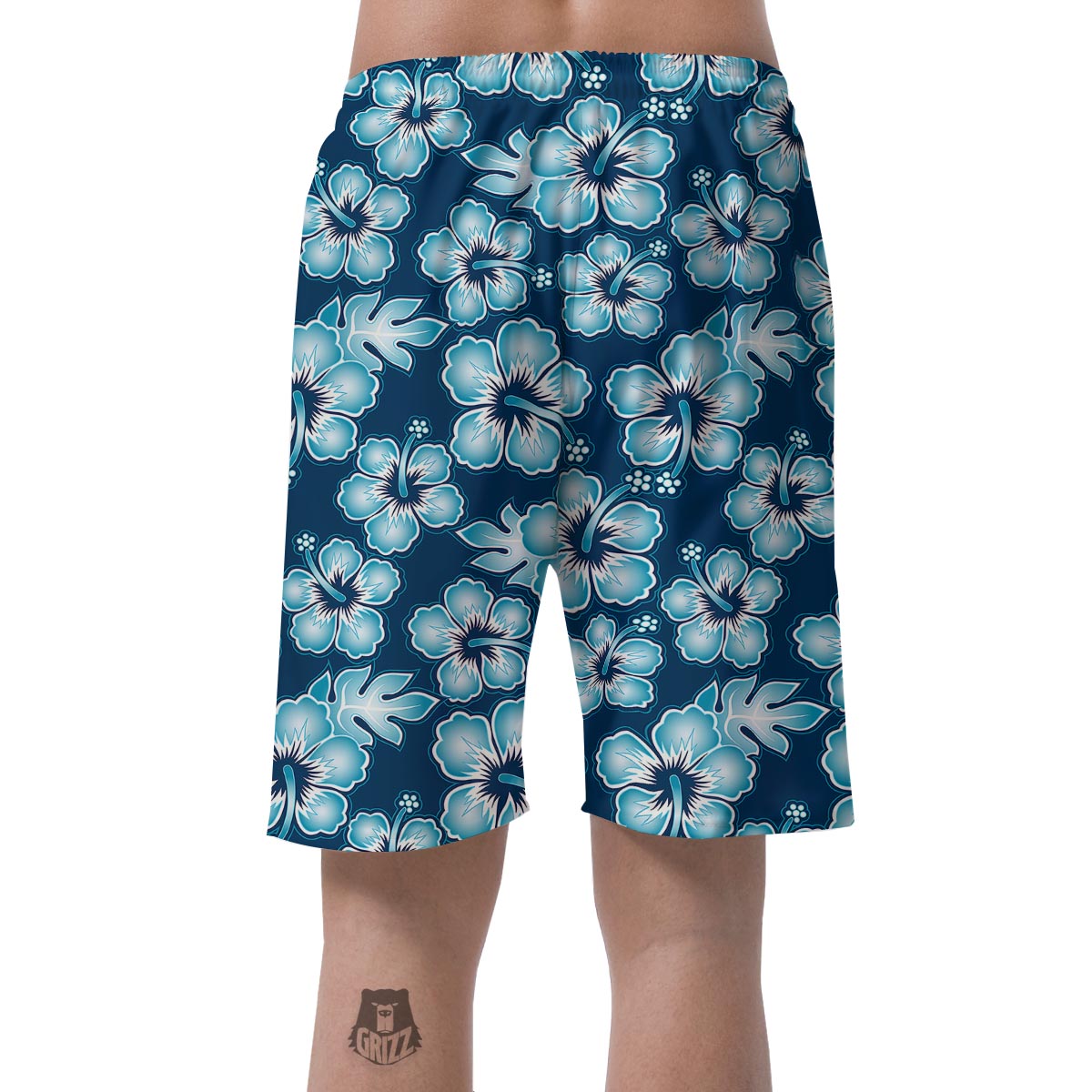 Blue Hibiscus Hawaiian Print Men's Shorts-grizzshop