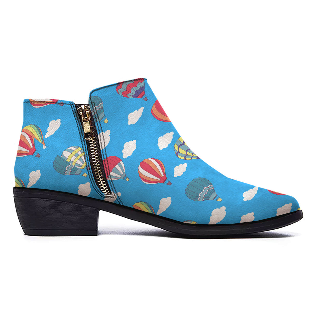 Blue Hot Air Balloon Print Pattern Ankle Boots-grizzshop