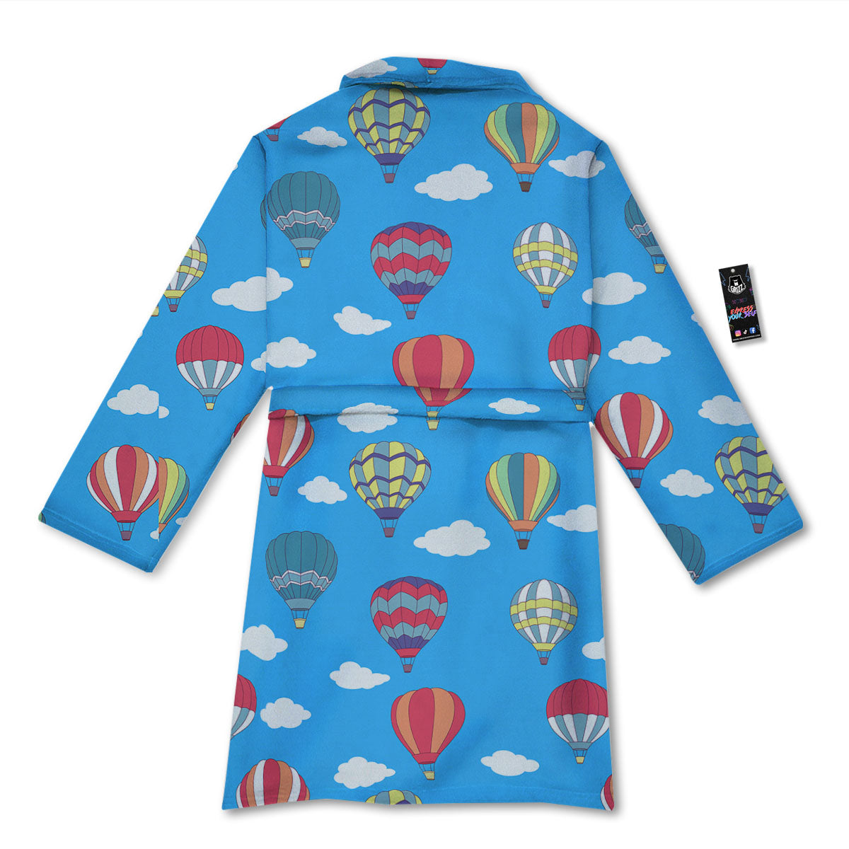 Blue Hot Air Balloon Print Pattern Bathrobe-grizzshop
