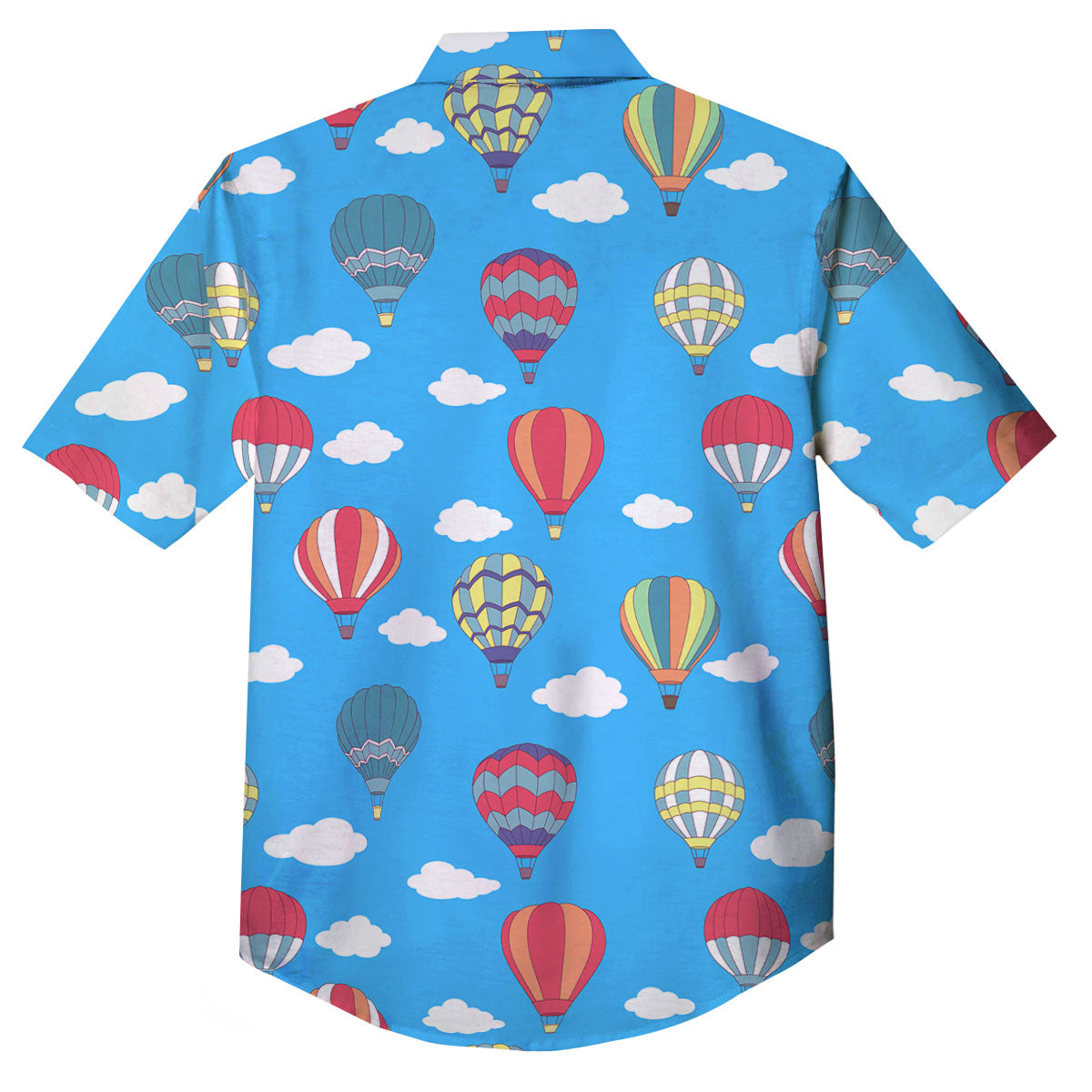 Blue Hot Air Balloon Print Pattern Button Up Shirt-grizzshop