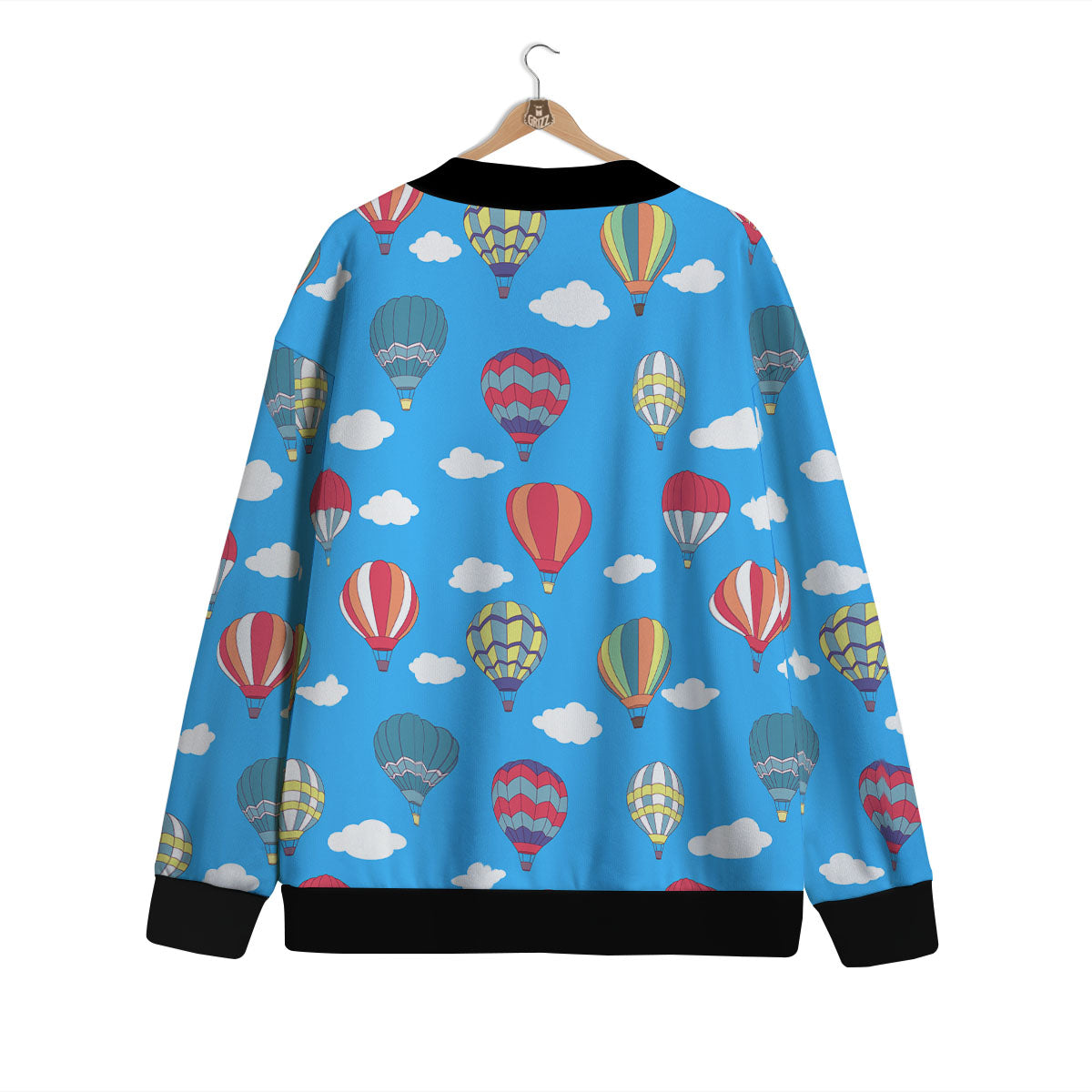 Blue Hot Air Balloon Print Pattern Cardigan-grizzshop