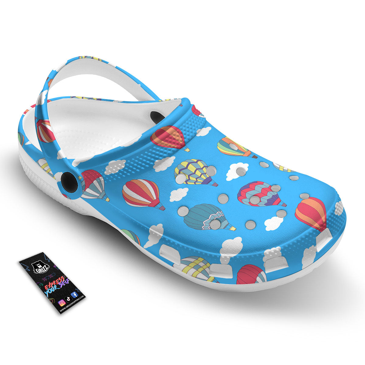 Blue Hot Air Balloon Print Pattern Clog-grizzshop