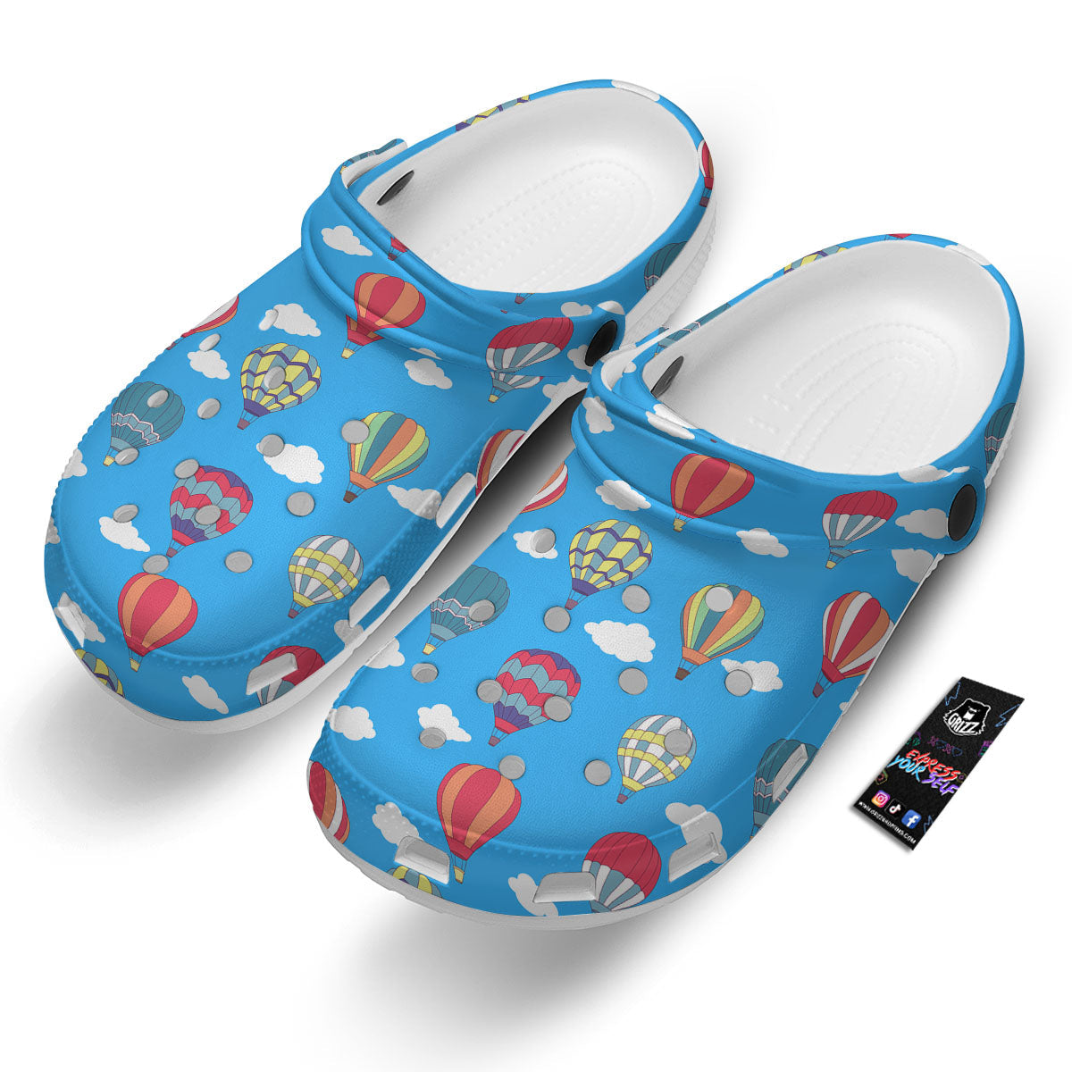 Blue Hot Air Balloon Print Pattern Clog-grizzshop