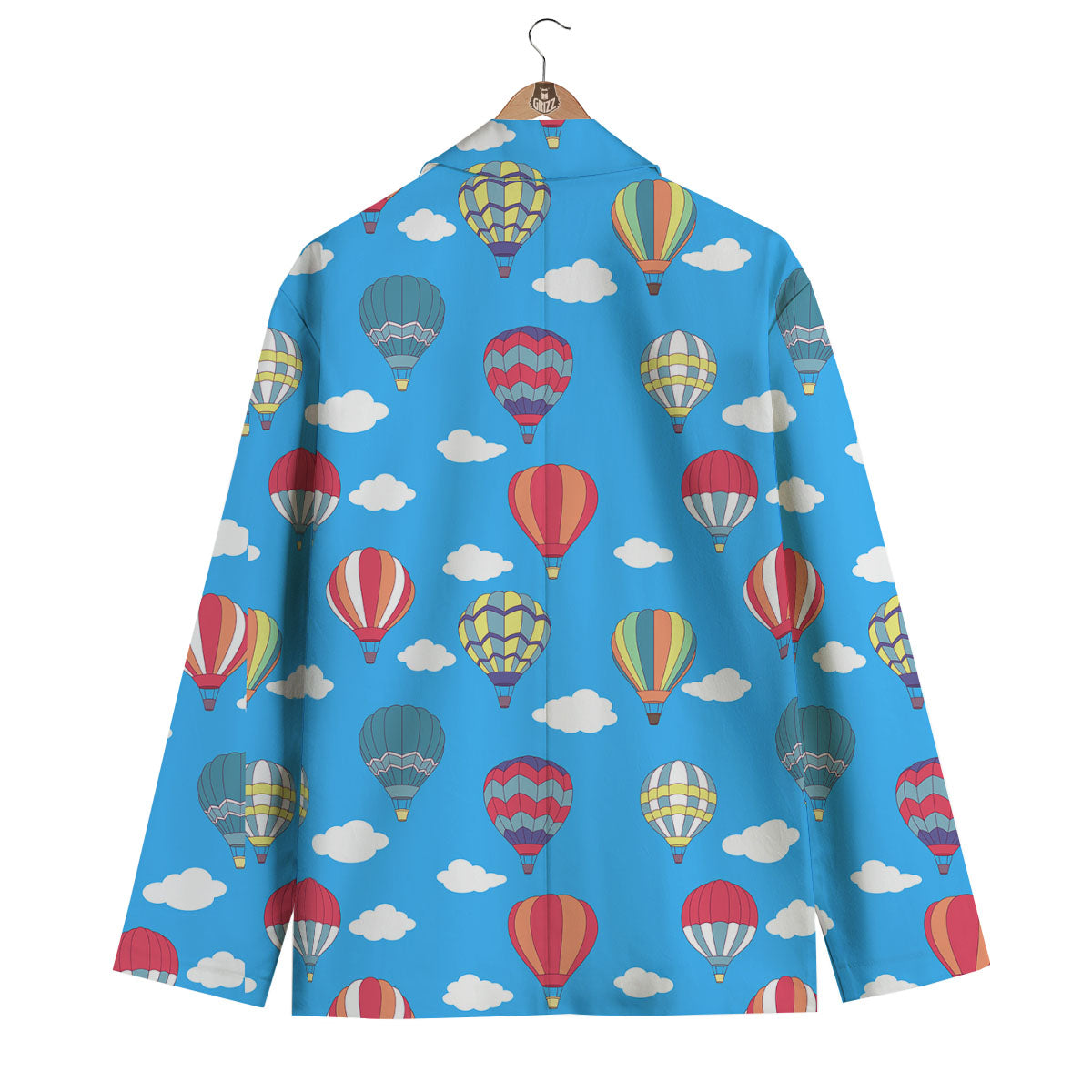 Blue Hot Air Balloon Print Pattern Men's Blazer-grizzshop