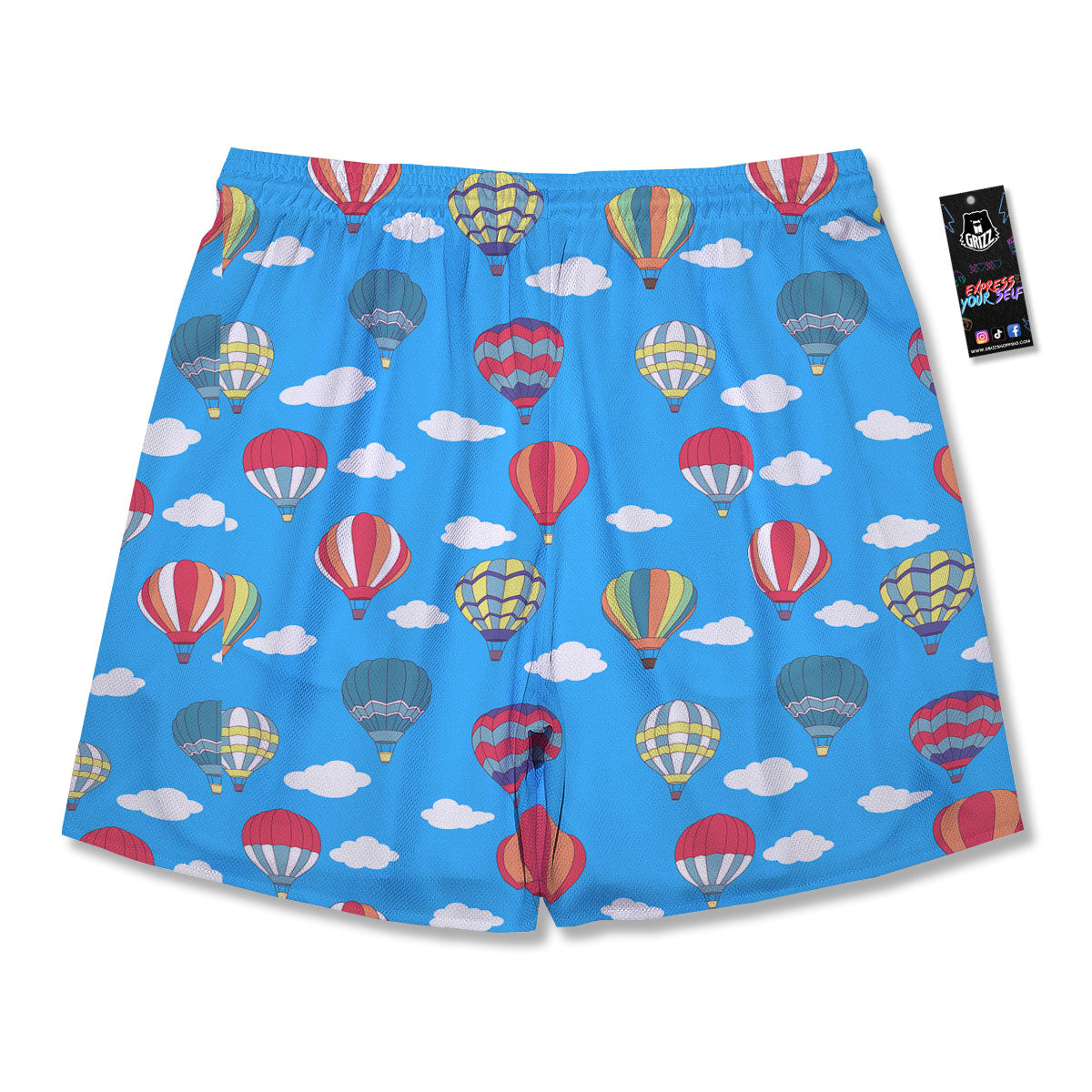 Blue Hot Air Balloon Print Pattern Men's Running Shorts-grizzshop