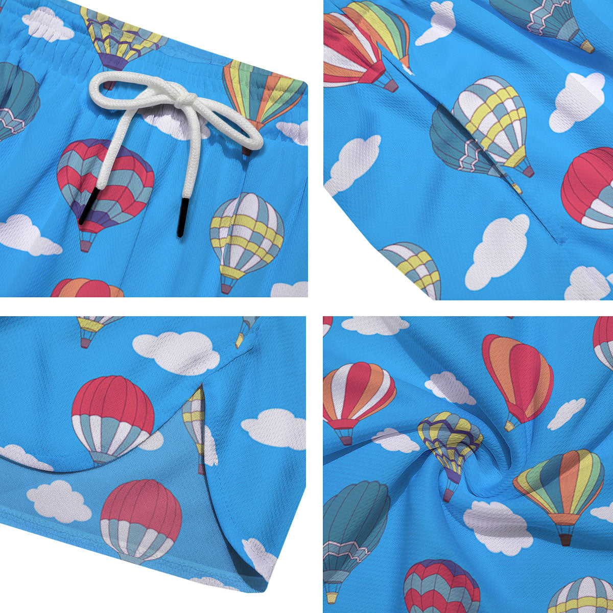 Blue Hot Air Balloon Print Pattern Men's Running Shorts-grizzshop