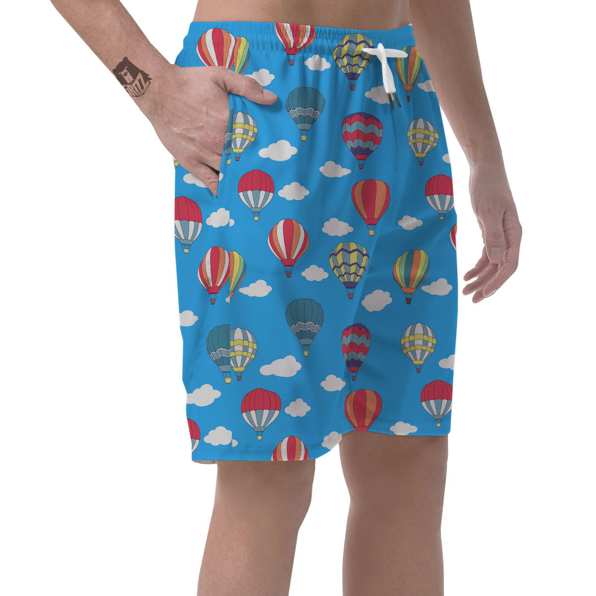 Blue Hot Air Balloon Print Pattern Men's Shorts-grizzshop