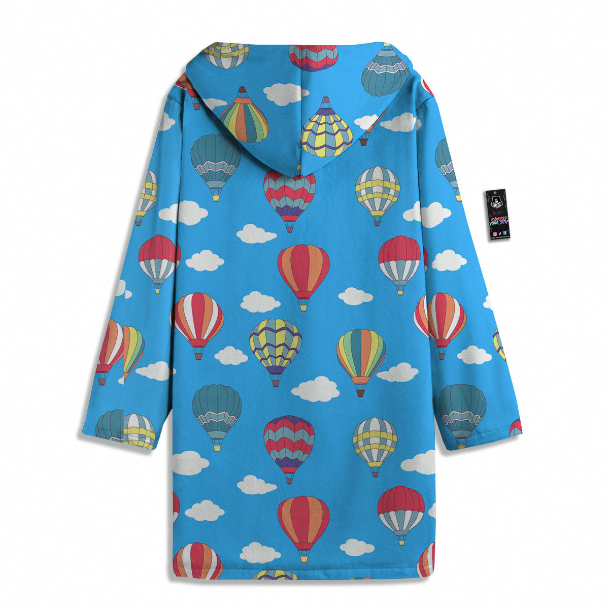 Blue Hot Air Balloon Print Pattern Men's Windbreaker Jacket-grizzshop