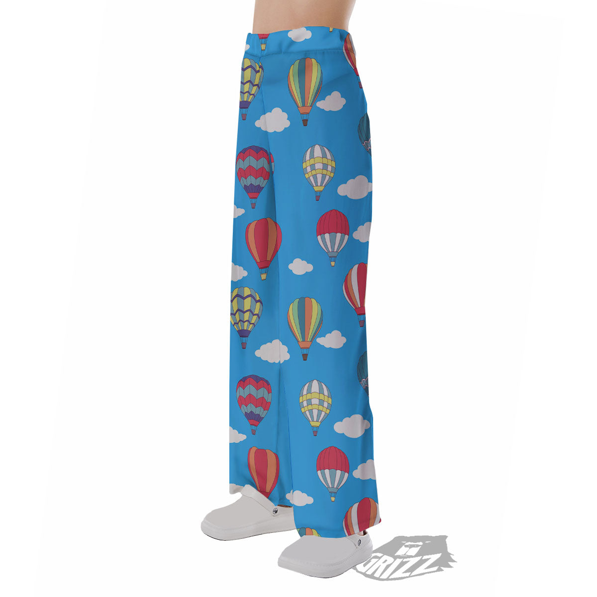 Blue Hot Air Balloon Print Pattern Pajama Pants-grizzshop