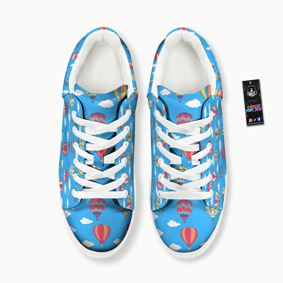 Blue Hot Air Balloon Print Pattern Platform Shoes-grizzshop