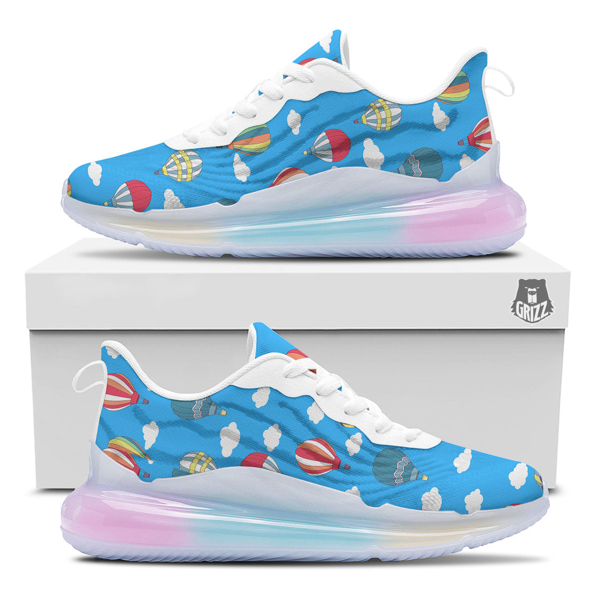 Blue Hot Air Balloon Print Pattern Running Sneakers-grizzshop
