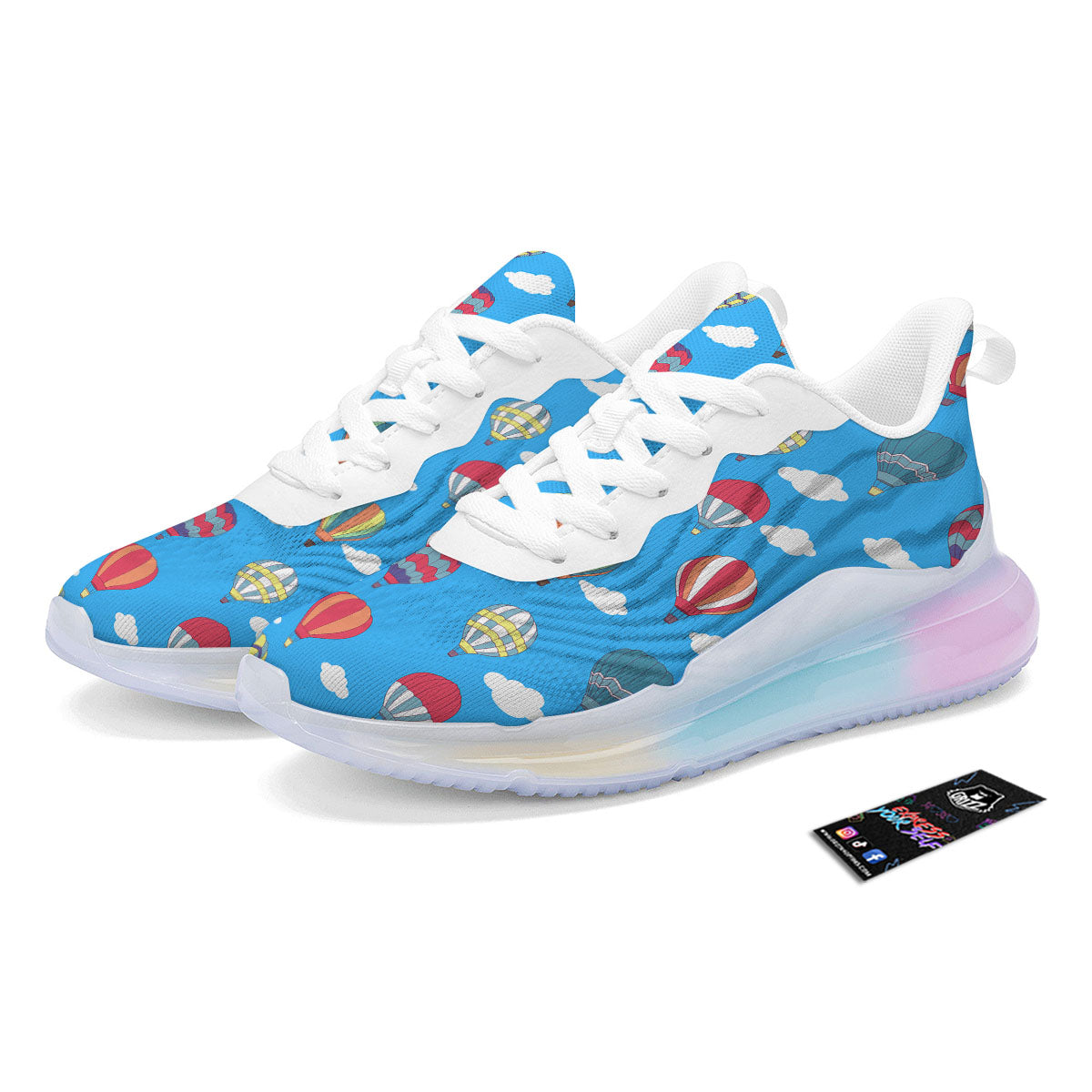 Blue Hot Air Balloon Print Pattern Running Sneakers-grizzshop