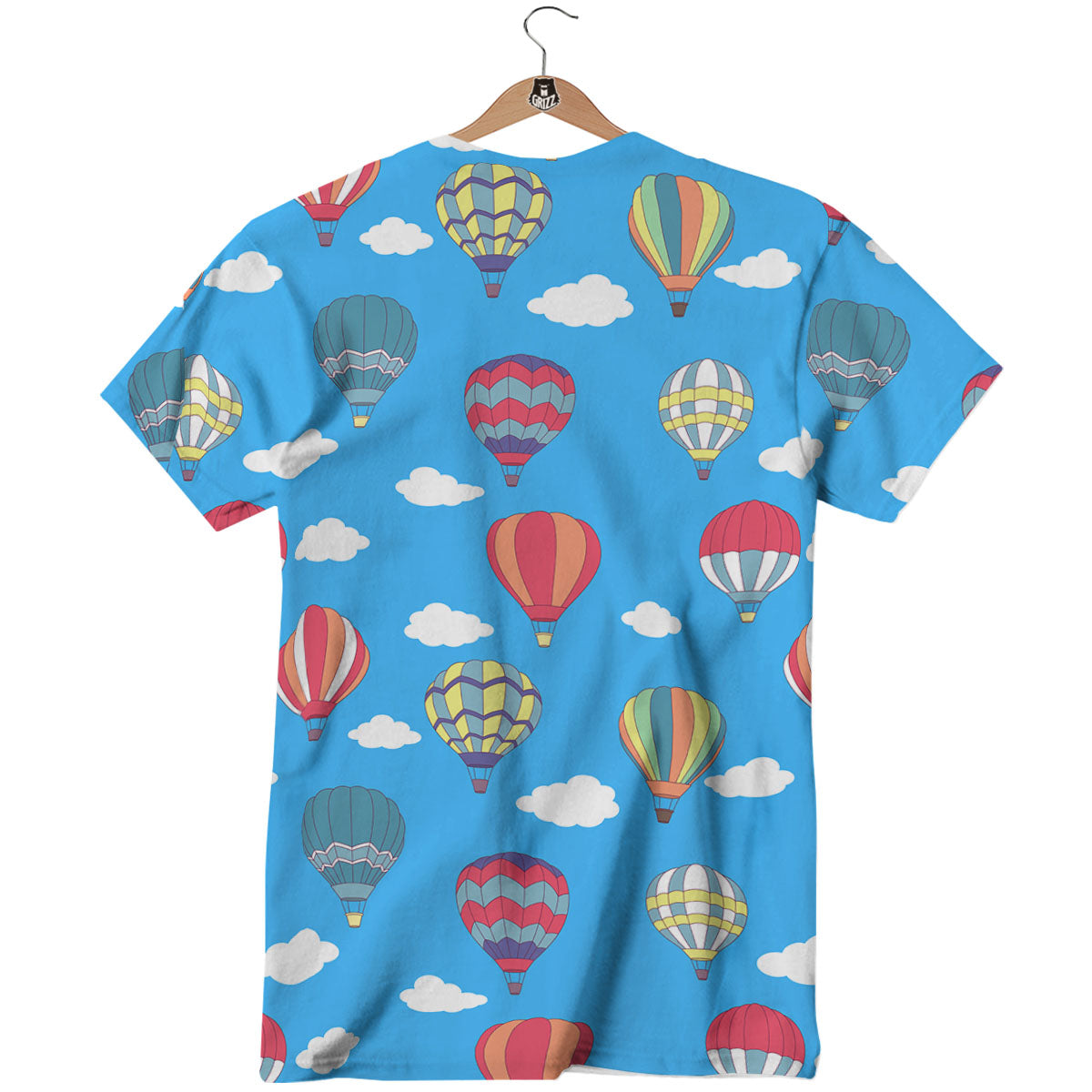 Blue Hot Air Balloon Print Pattern T-Shirt-grizzshop