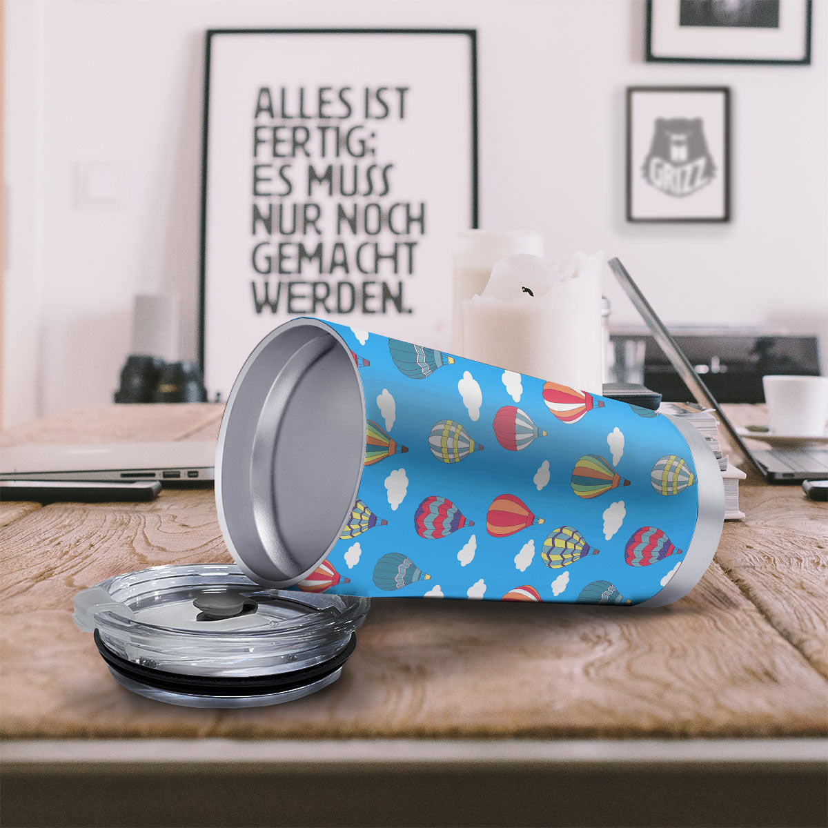 Blue Hot Air Balloon Print Pattern Tumbler-grizzshop