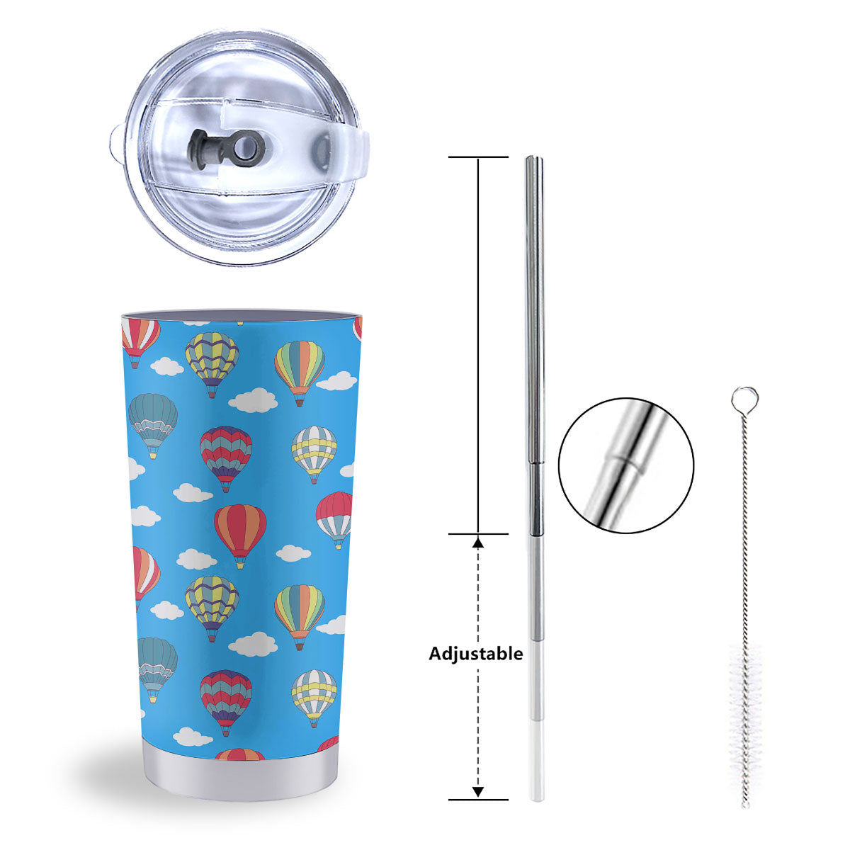 Blue Hot Air Balloon Print Pattern Tumbler-grizzshop