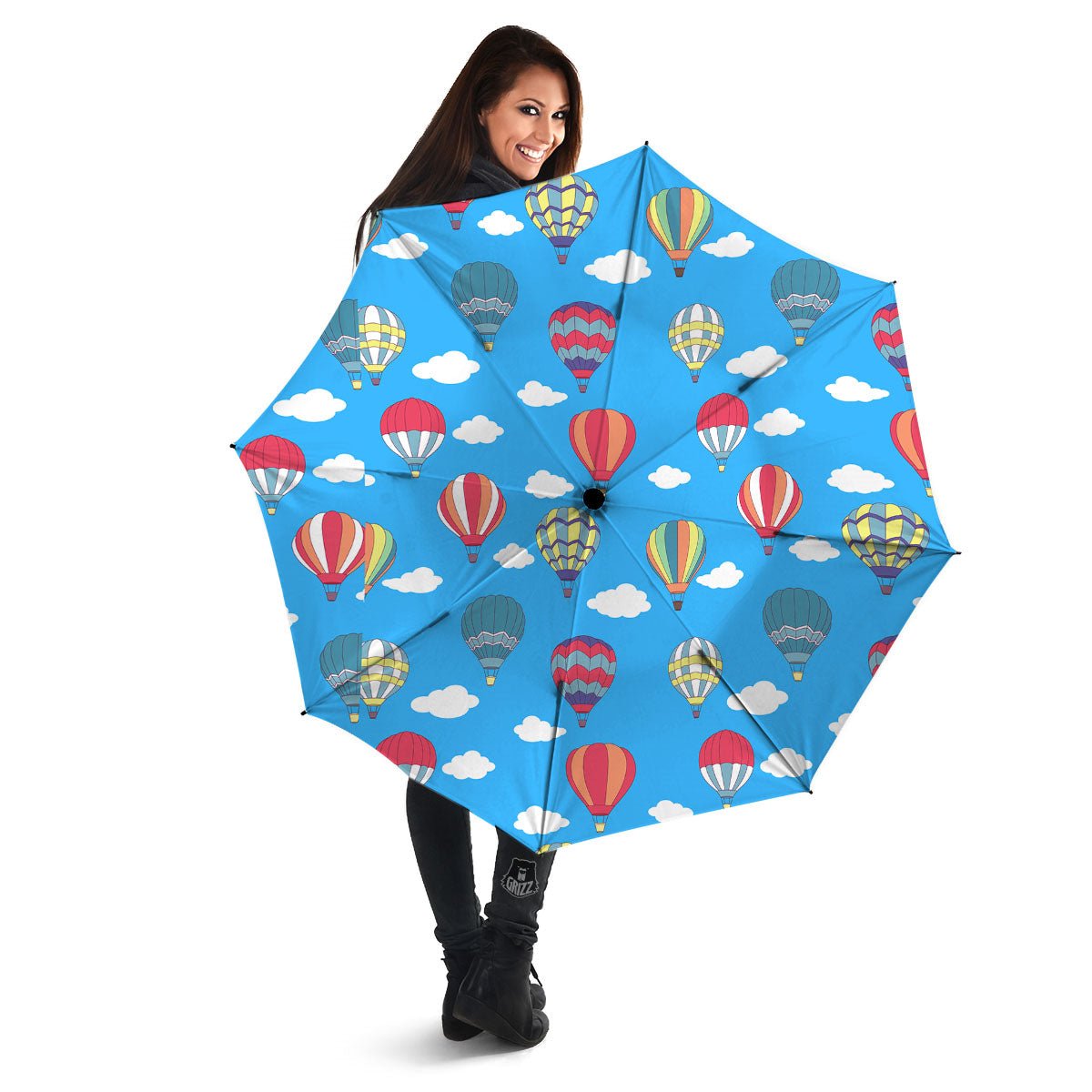 Blue Hot Air Balloon Print Pattern Umbrella-grizzshop