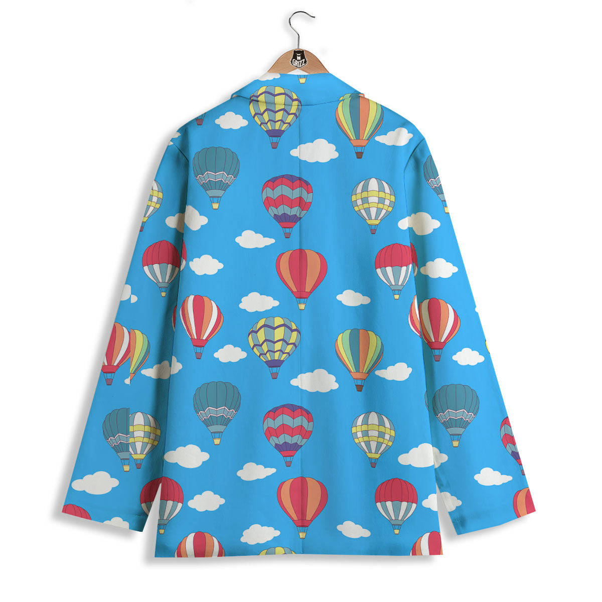 Blue Hot Air Balloon Print Pattern Women's Blazer-grizzshop