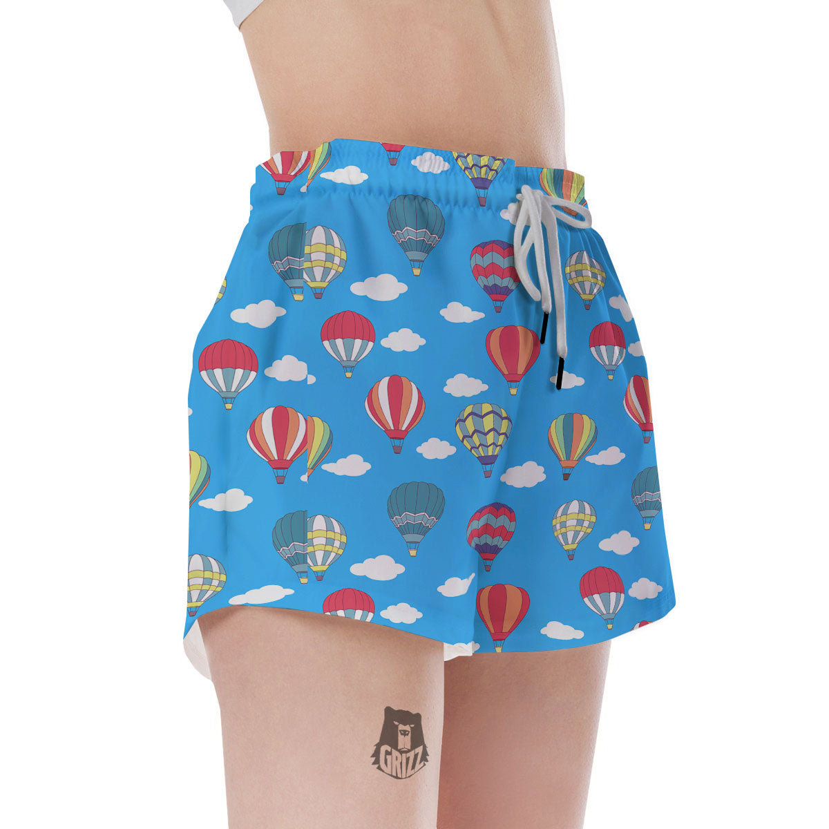 Blue Hot Air Balloon Print Pattern Women's Shorts-grizzshop