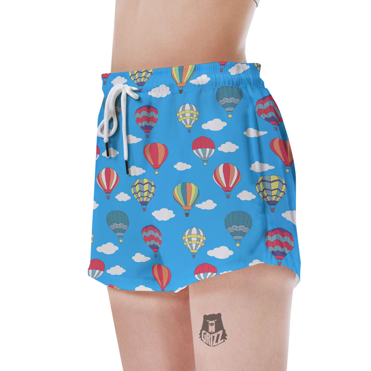 Blue Hot Air Balloon Print Pattern Women's Shorts-grizzshop