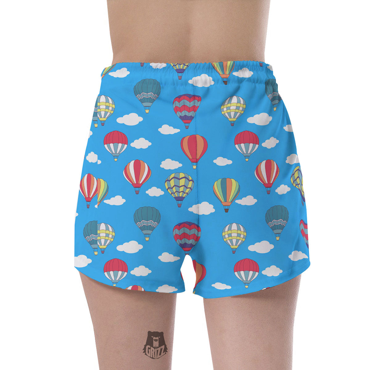 Blue Hot Air Balloon Print Pattern Women's Shorts-grizzshop