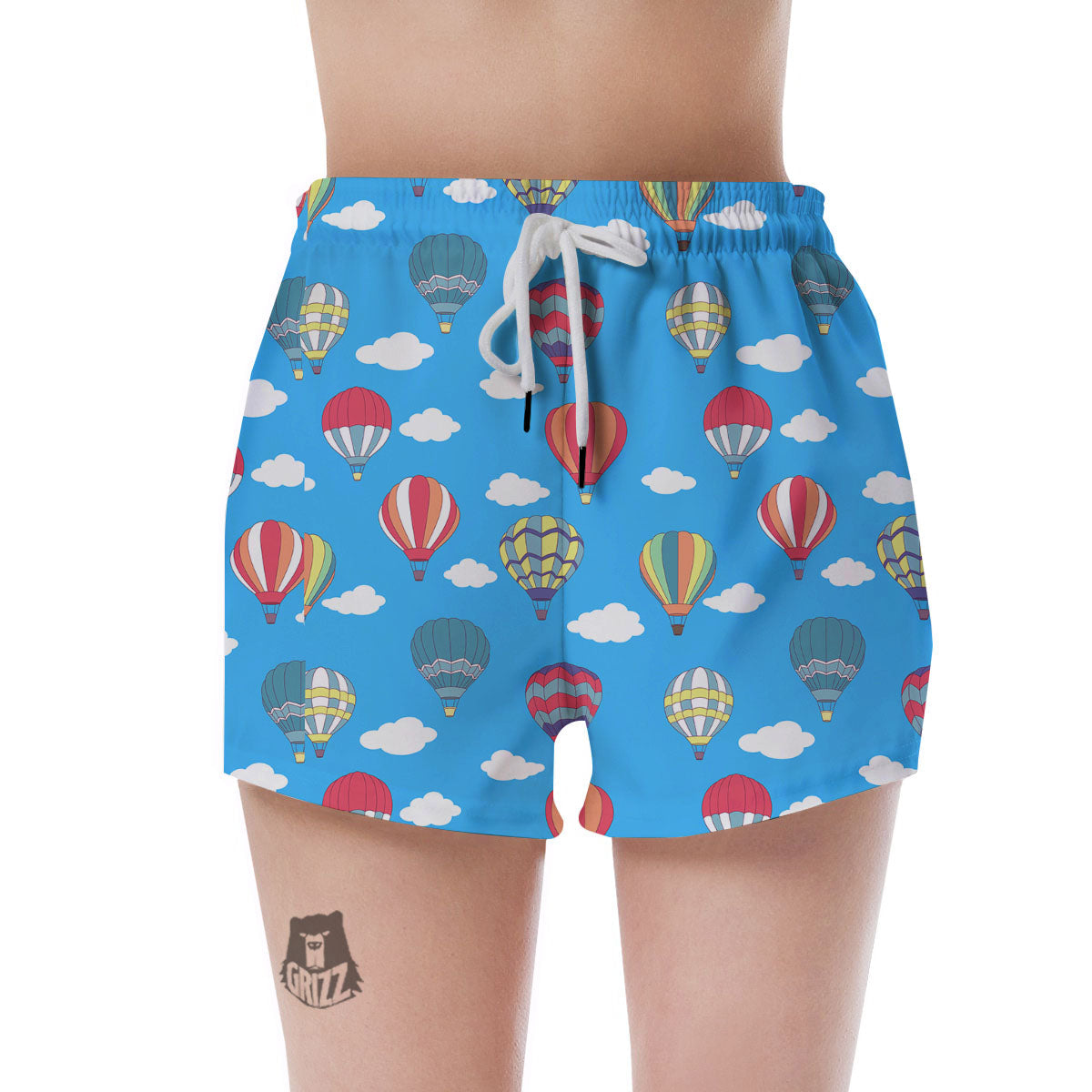 Blue Hot Air Balloon Print Pattern Women's Shorts-grizzshop