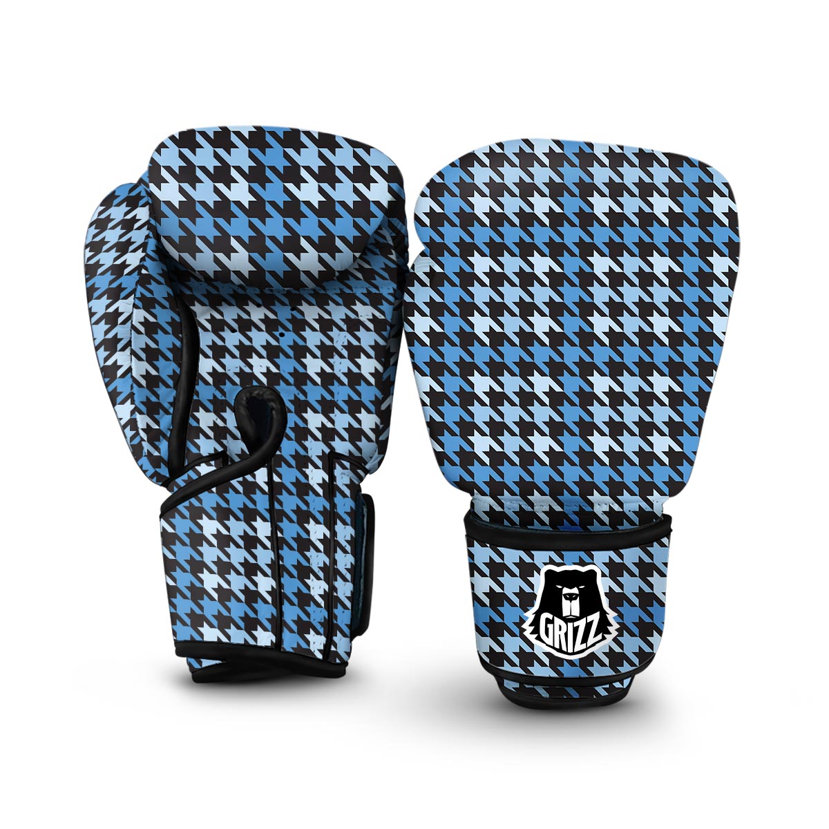 Blue Houndstooth Boxing Gloves-grizzshop