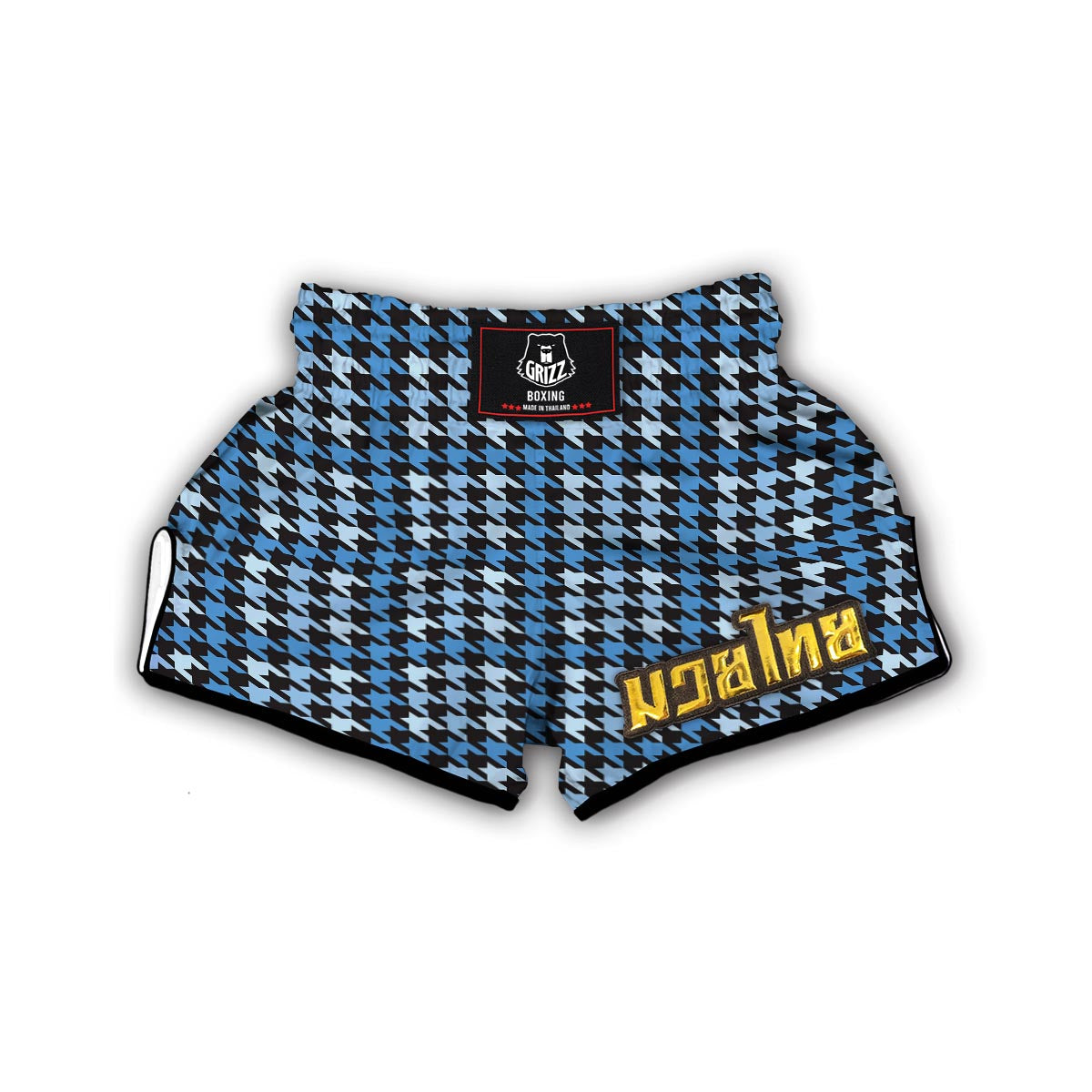 Blue Houndstooth Muay Thai Boxing Shorts-grizzshop