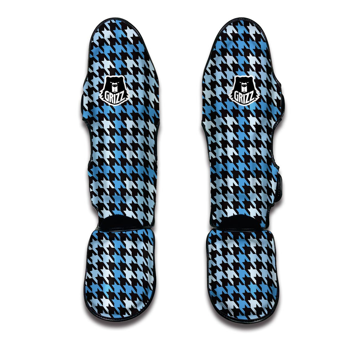 Blue Houndstooth Muay Thai Shin Guards-grizzshop