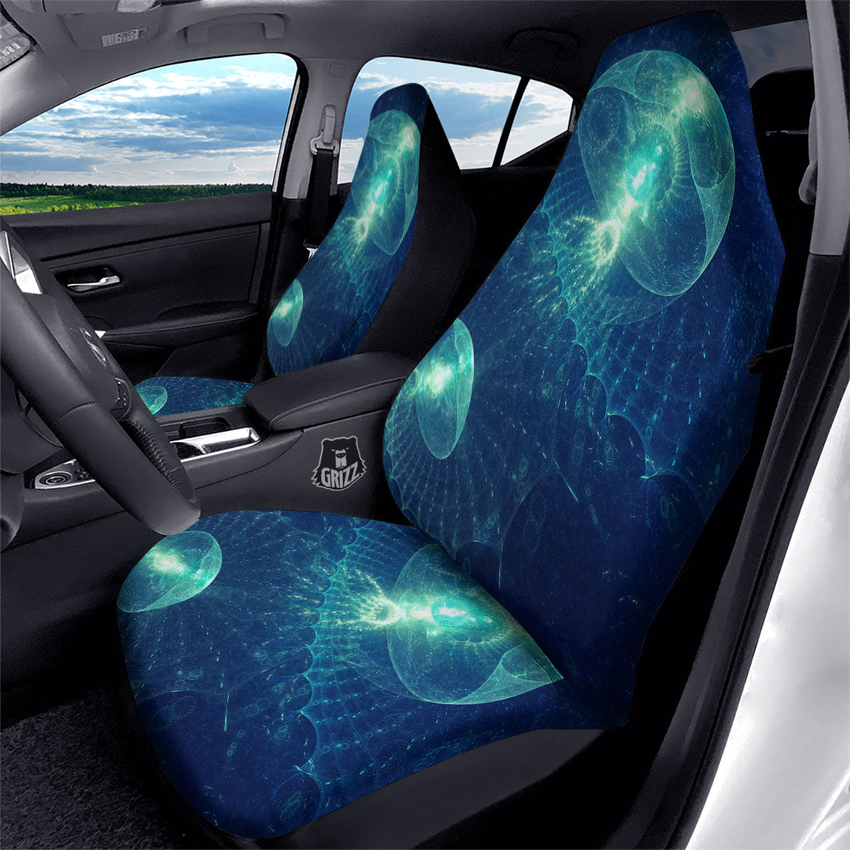 Blue Jellyfish On Deep Sea Print Car Seat Covers-grizzshop