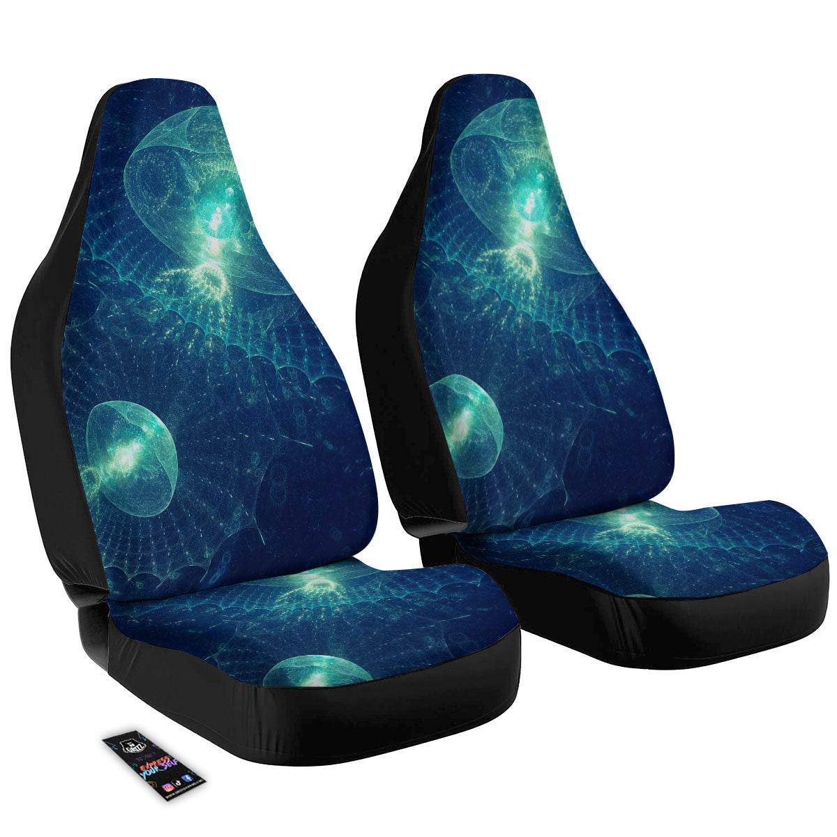 Blue Jellyfish On Deep Sea Print Car Seat Covers-grizzshop