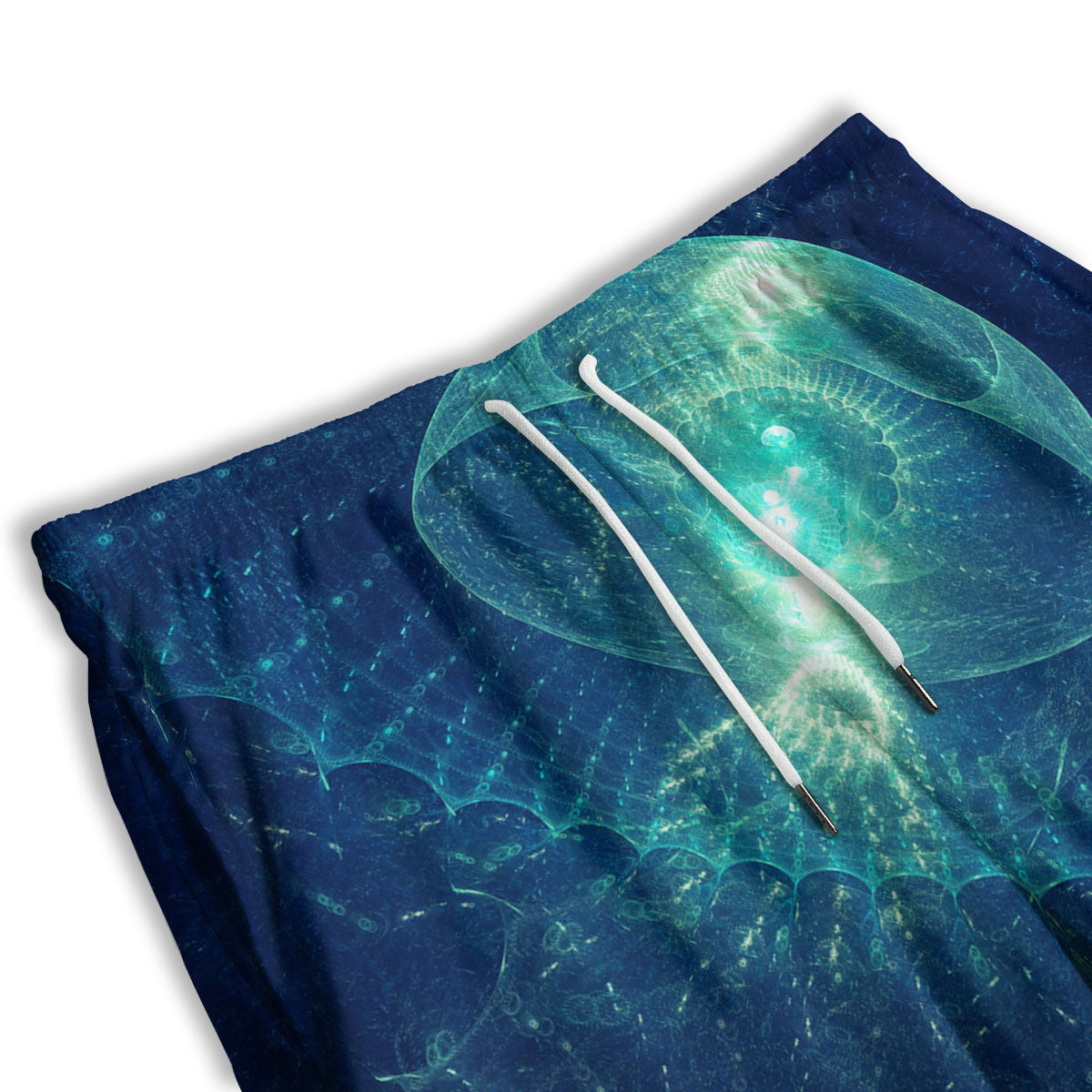 Blue Jellyfish On Deep Sea Print Men's Athletic Shorts