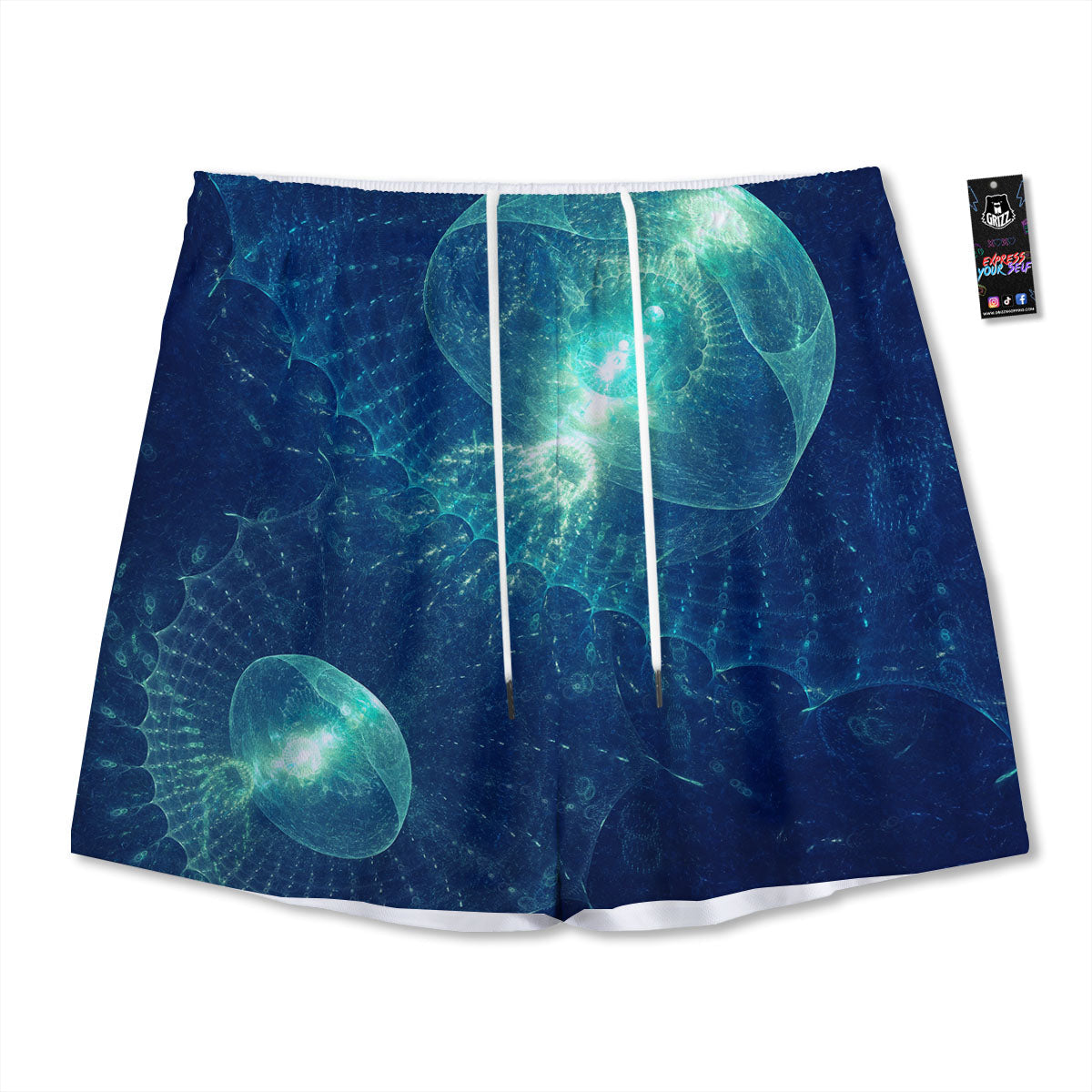 Chevron White And Grey Print Pattern Mesh Shorts