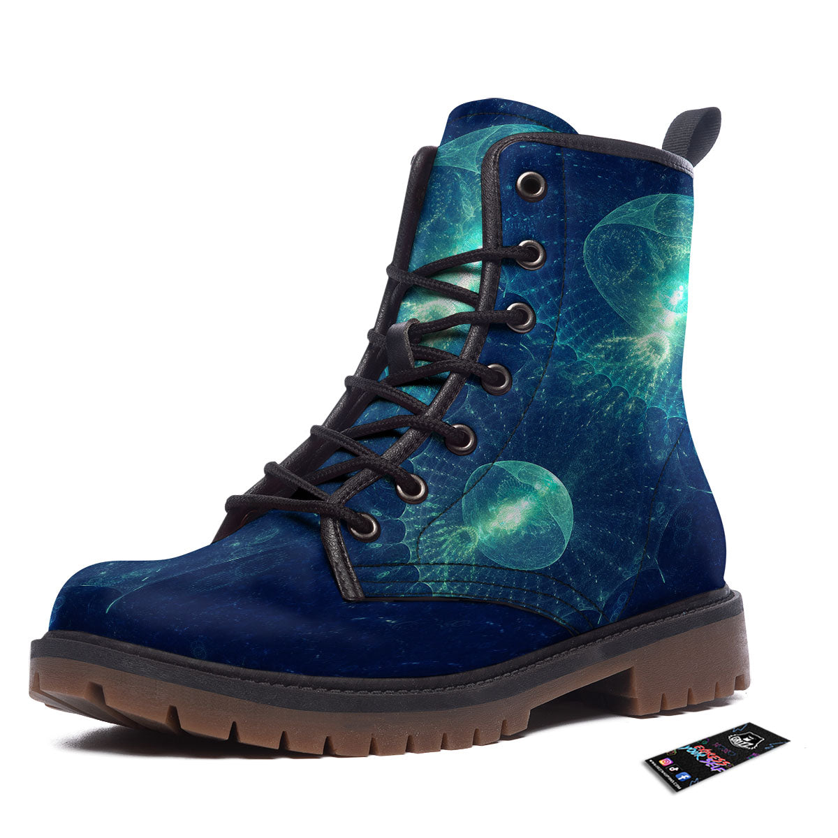 Blue Jellyfish On Deep Sea Print Work Boots-grizzshop