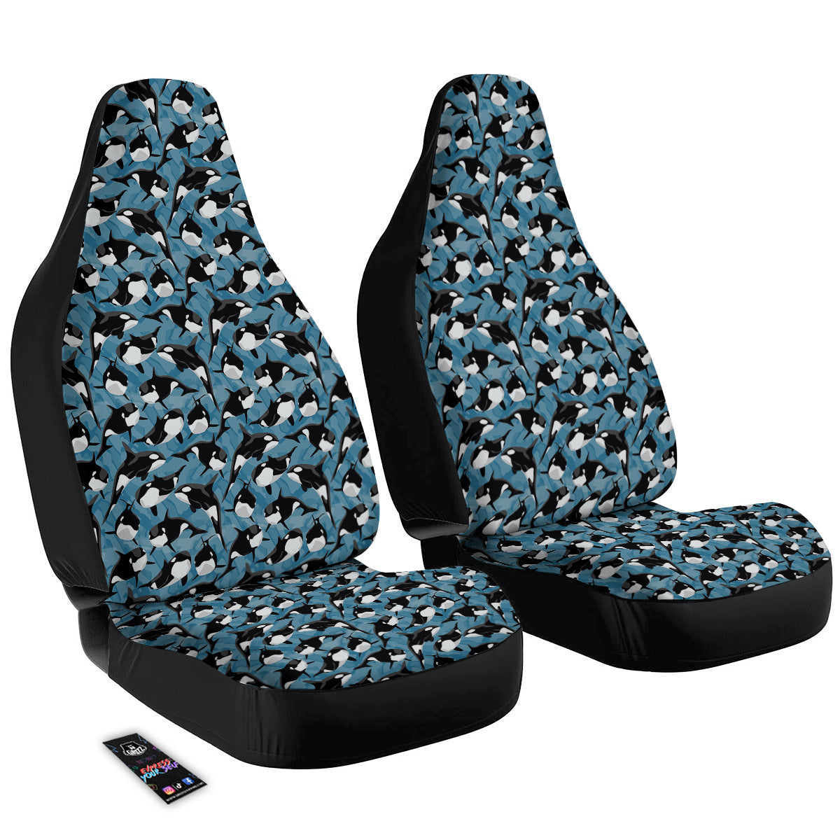 Blue Killer Whale Print Pattern Car Seat Covers-grizzshop