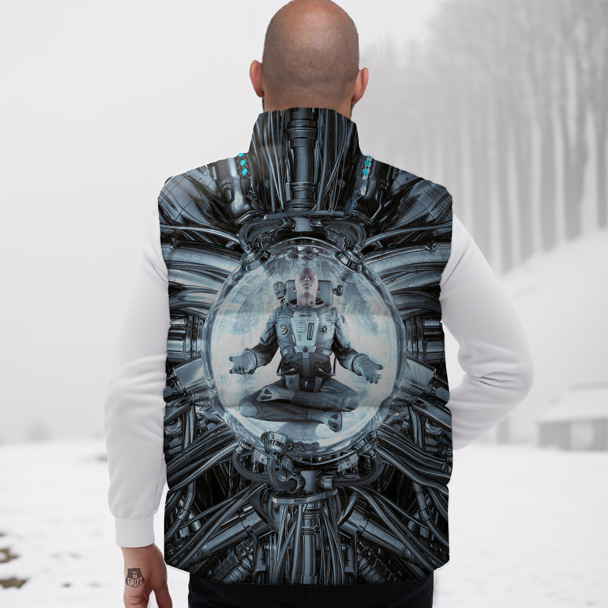 Blue Koala Pattern Print Down Vest