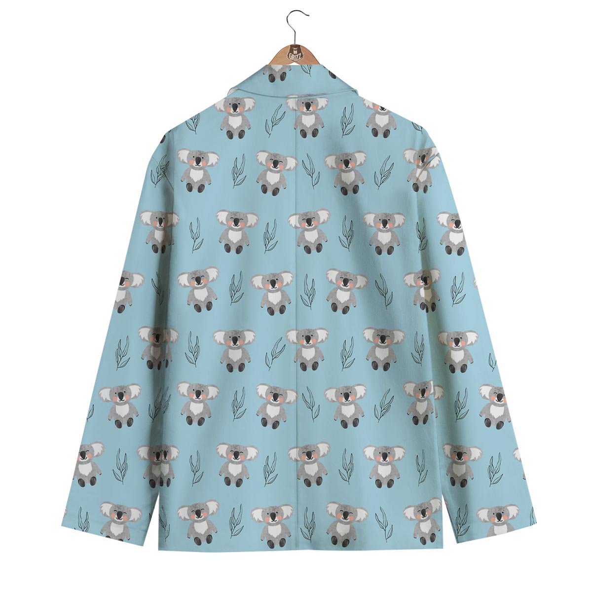 Blue Koala Pattern Print Men's Blazer-grizzshop