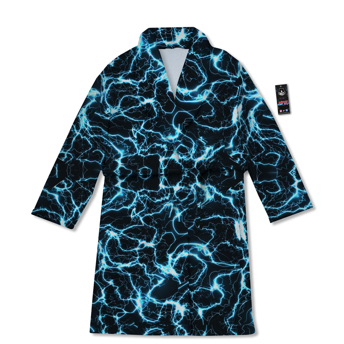 Blue Lightning Explosion Print Pattern Bathrobe-grizzshop