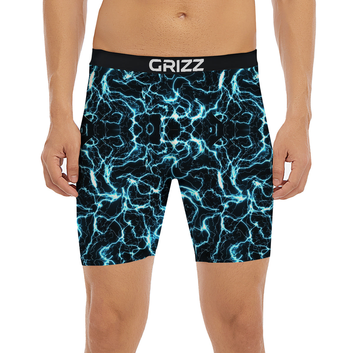 Blue Lightning Explosion Print Pattern Boxer Briefs-grizzshop