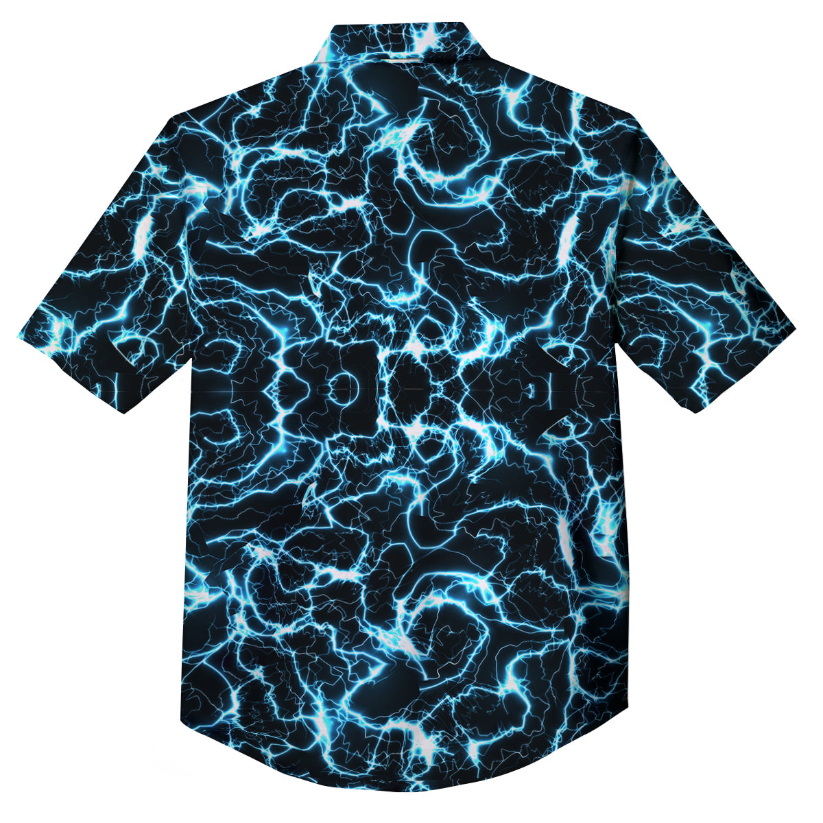 Blue Lightning Explosion Print Pattern Button Up Shirt-grizzshop