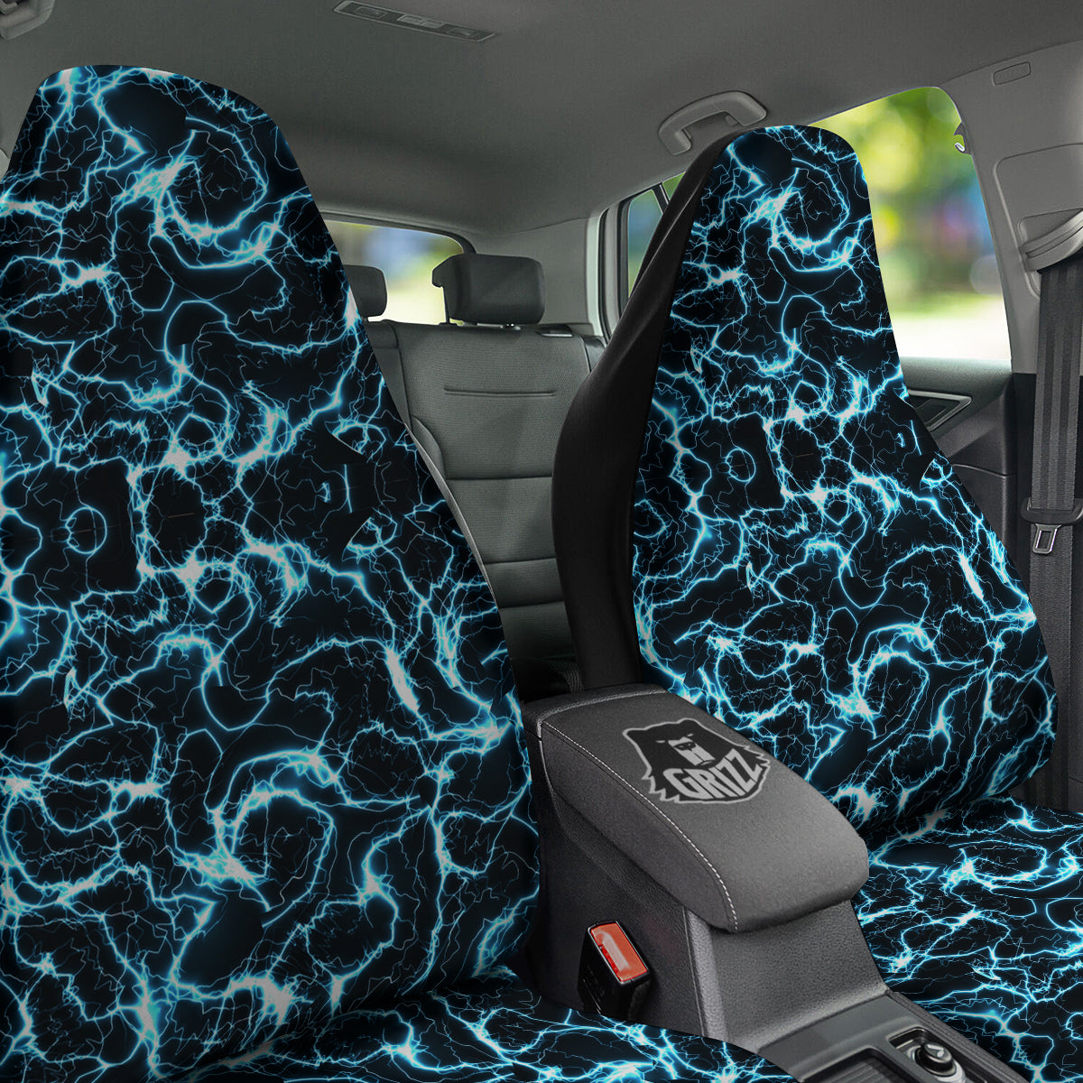 Blue Lightning Explosion Print Pattern Car Seat Covers-grizzshop