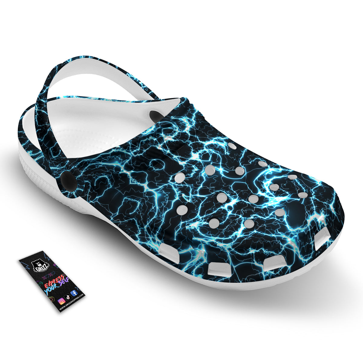 Blue Lightning Explosion Print Pattern Clog-grizzshop