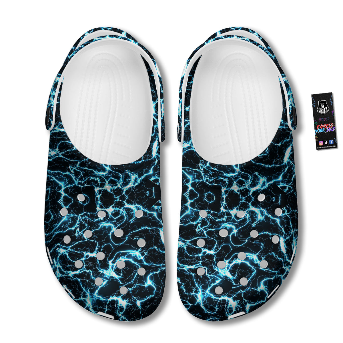 Blue Lightning Explosion Print Pattern Clog-grizzshop