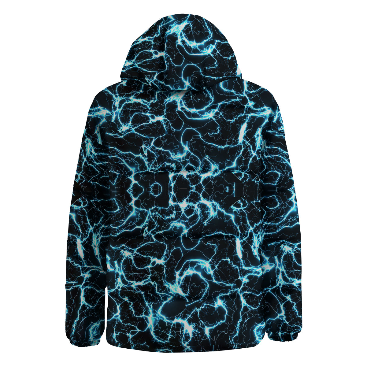 Blue Lightning Explosion Print Pattern Down Jacket-grizzshop